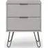 Alaska 2 Drawer Bedside Cabinet with Hairpin Legs - Grey