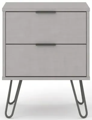 Alaska 2 Drawer Bedside Cabinet with Hairpin Legs - Grey