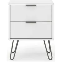 Alaska 2 Drawer Bedside Cabinet with Hairpin Legs - White