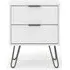 Alaska 2 Drawer Bedside Cabinet with Hairpin Legs - White
