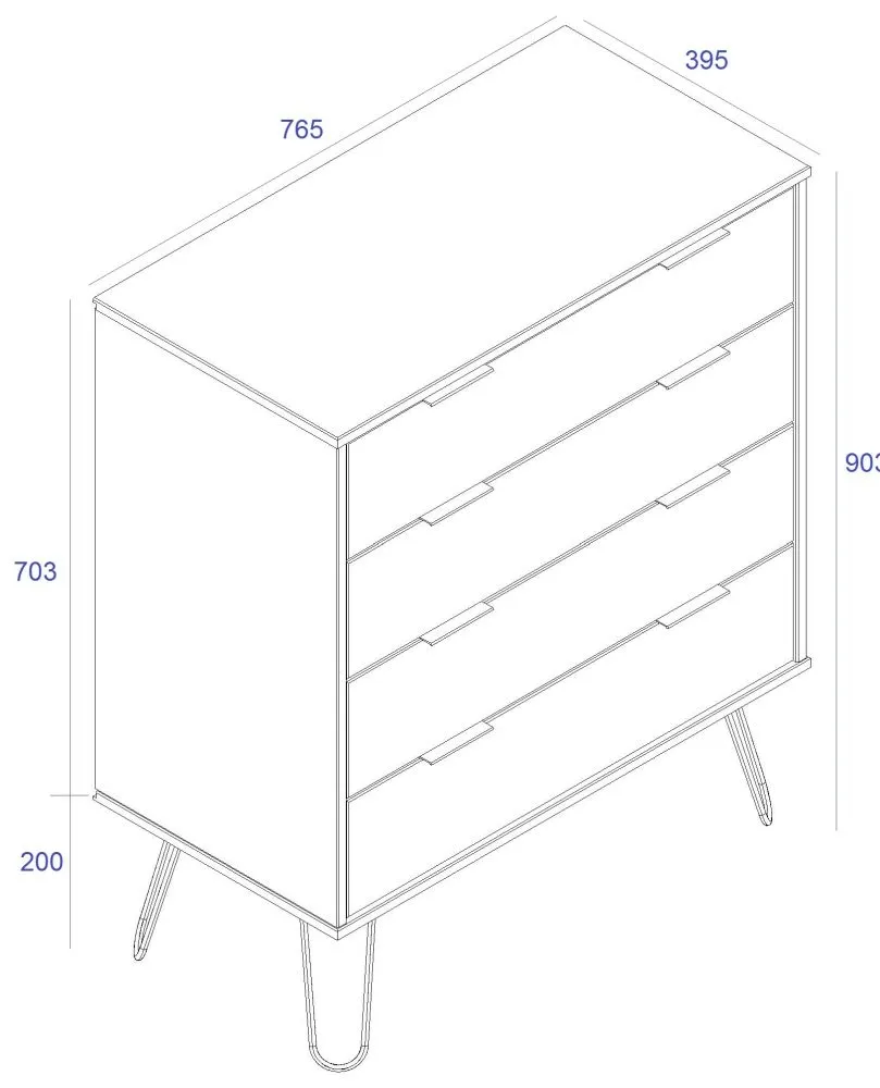 Alaska 4 Drawer Chest with Hairpin Legs - Driftwood