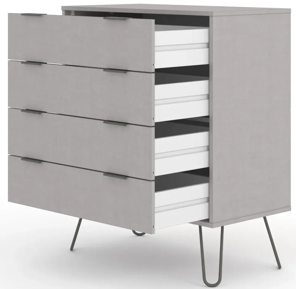 Alaska 4 Drawer Chest with Hairpin Legs - Grey