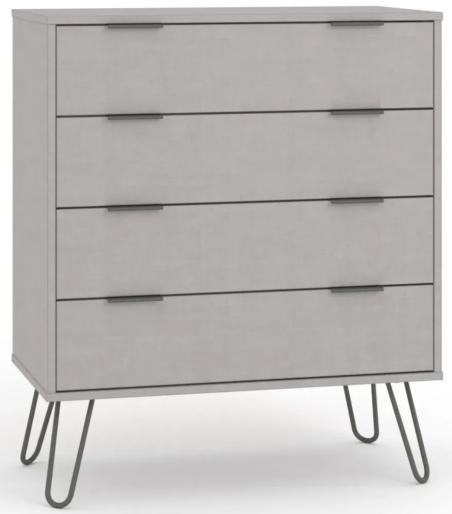 Alaska 4 Drawer Chest with Hairpin Legs - Grey