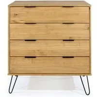 Alaska 4 Drawer Chest with Hairpin Legs - Waxed Pine