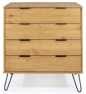 Alaska 4 Drawer Chest with Hairpin Legs - Waxed Pine