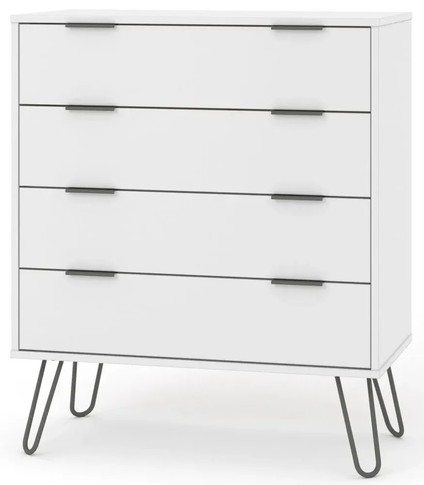 Alaska 4 Drawer Chest with Hairpin Legs - White