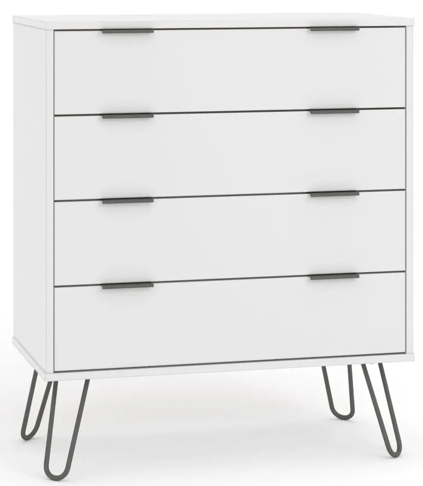Alaska 4 Drawer Chest with Hairpin Legs - White