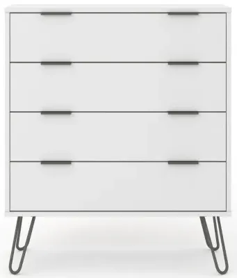 Alaska 4 Drawer Chest with Hairpin Legs - White