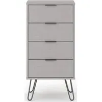Alaska 4 Drawer Narrow Chest with Hairpin Legs - Grey