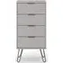 Alaska 4 Drawer Narrow Chest with Hairpin Legs - Grey