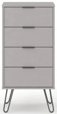Alaska 4 Drawer Narrow Chest with Hairpin Legs - Grey image
