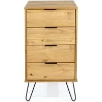 Alaska 4 Drawer Narrow Chest with Hairpin Legs - Pine