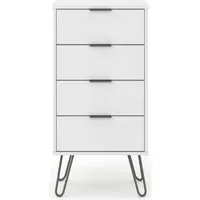 Alaska 4 Drawer Narrow Chest with Hairpin Legs - White