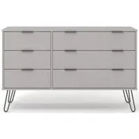 Alaska 6 Drawer Wide Chest with Hairpin Legs - Grey