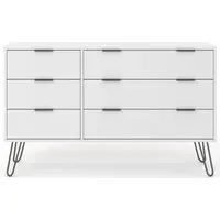 Alaska 6 Drawer Wide Chest with Hairpin Legs - White