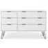 Alaska 6 Drawer Wide Chest with Hairpin Legs - White