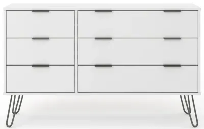 Alaska 6 Drawer Wide Chest with Hairpin Legs - White