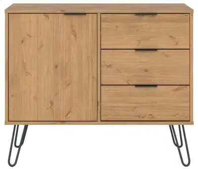 Alaska 90cm Small Sideboard with Hairpin Legs - Waxed Pine