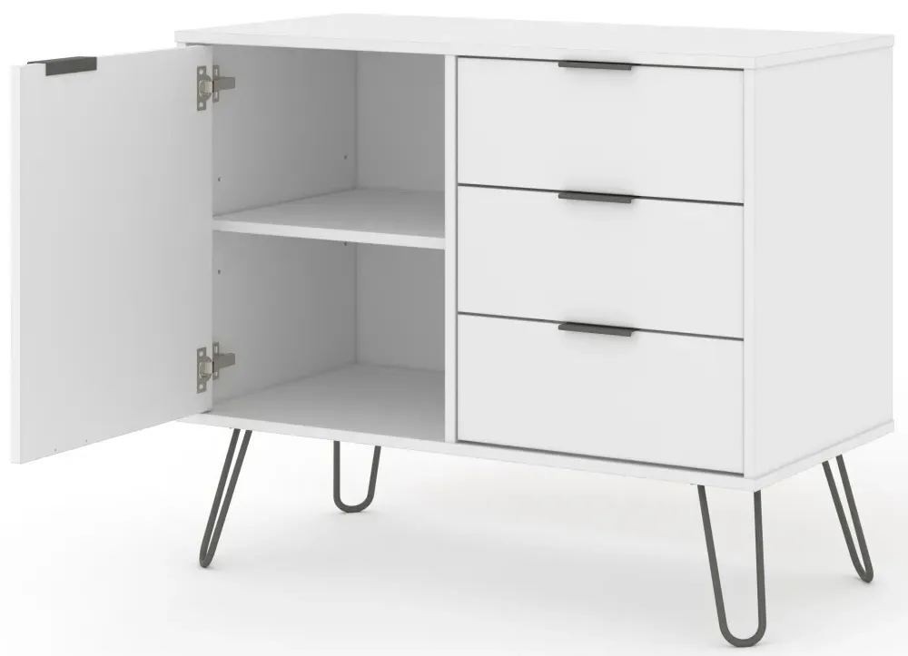 Alaska 90cm Small Sideboard with Hairpin Legs - White