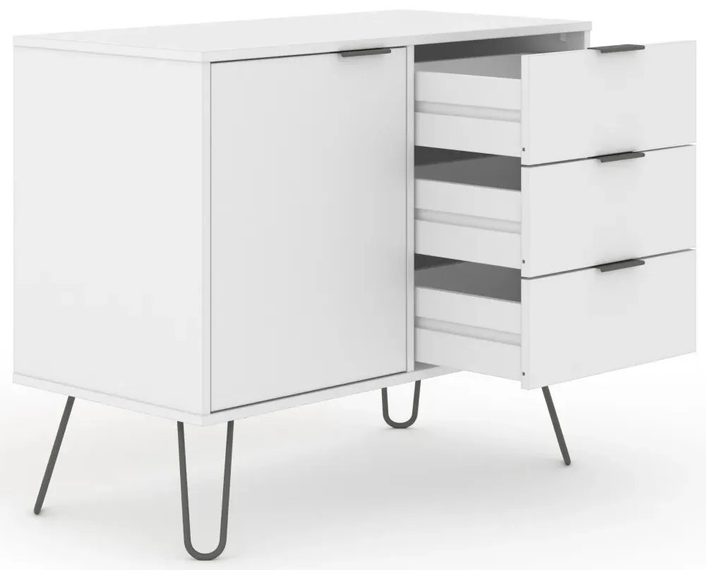 Alaska 90cm Small Sideboard with Hairpin Legs - White