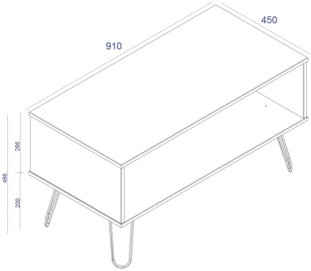 Alaska Coffee Table with Hairpin Legs - White