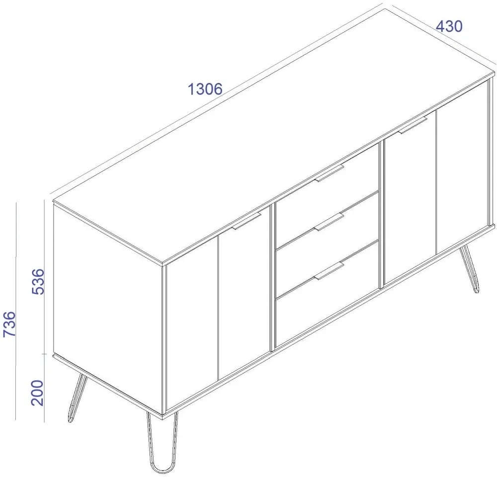 Alaska Medium Sideboard with Hairpin Legs - White
