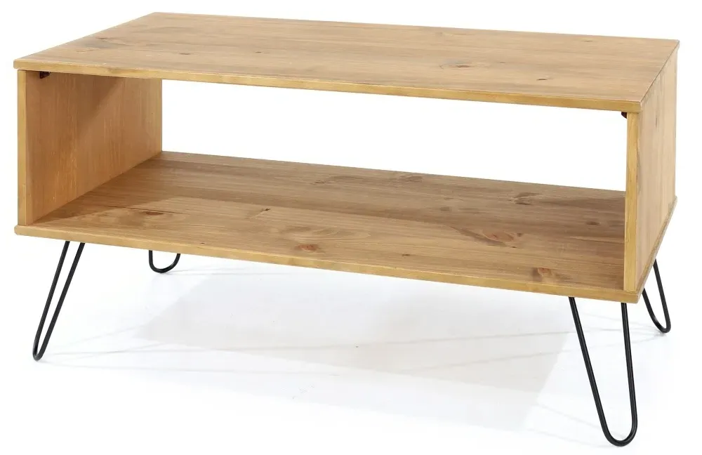 Alaska Pine Coffee Table with Hairpin Legs - Waxed Pine