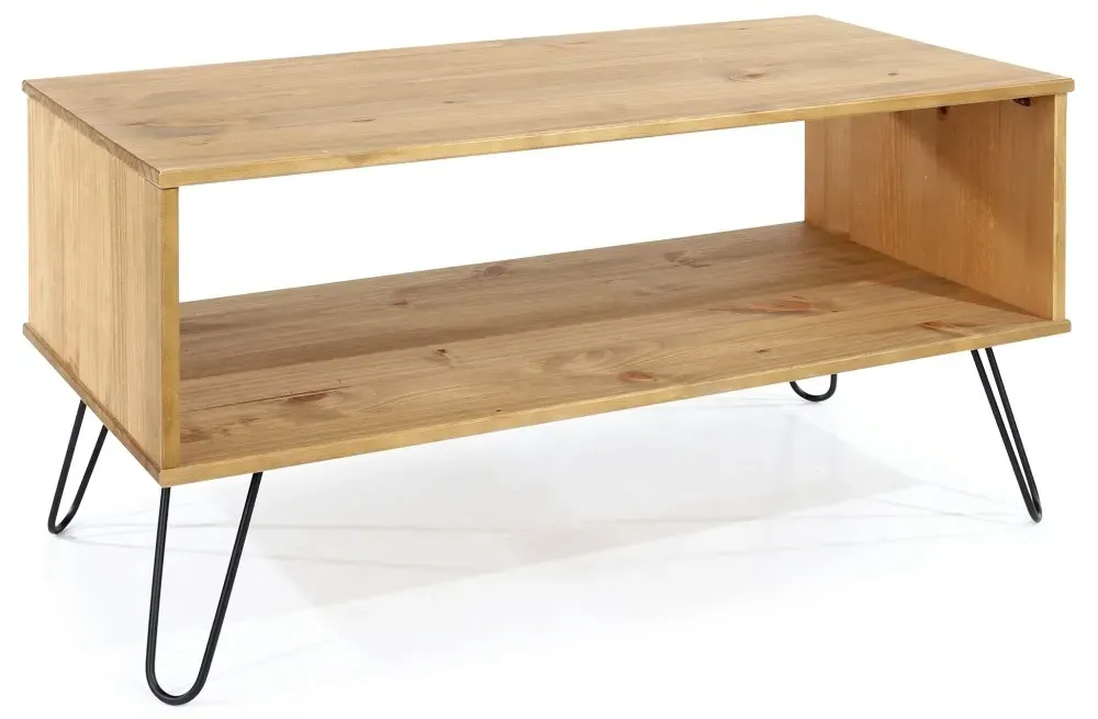 Alaska Pine Coffee Table with Hairpin Legs - Waxed Pine