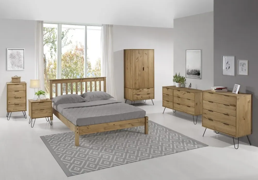 Alaska Pine Slatted Bed - Waxed Pine