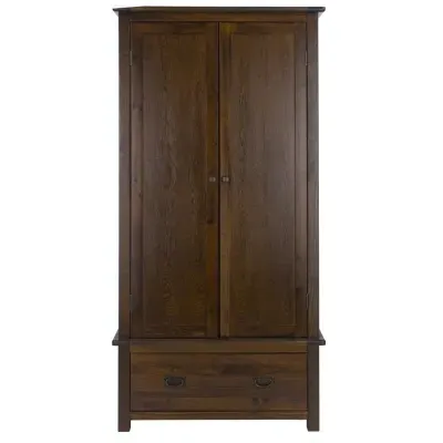 Bent 2 Door Wardrobe with Drawer - Dark Wood image