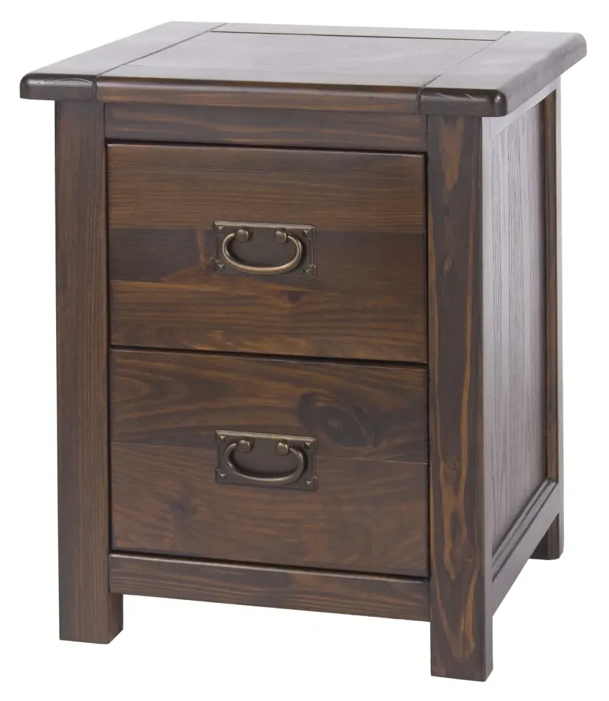 Bent 2 Drawer Bedside Cabinet - Dark Wood