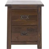 Bent 2 Drawer Bedside Cabinet - Dark Wood