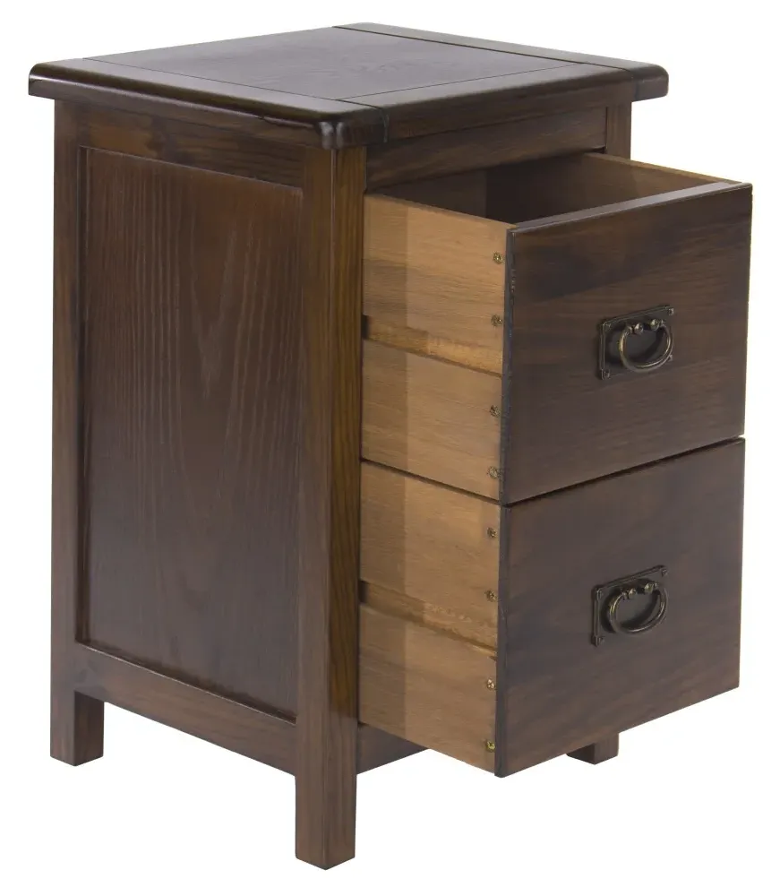 Bent 2 Drawer Petite Bedside Cabinet - Dark Wood