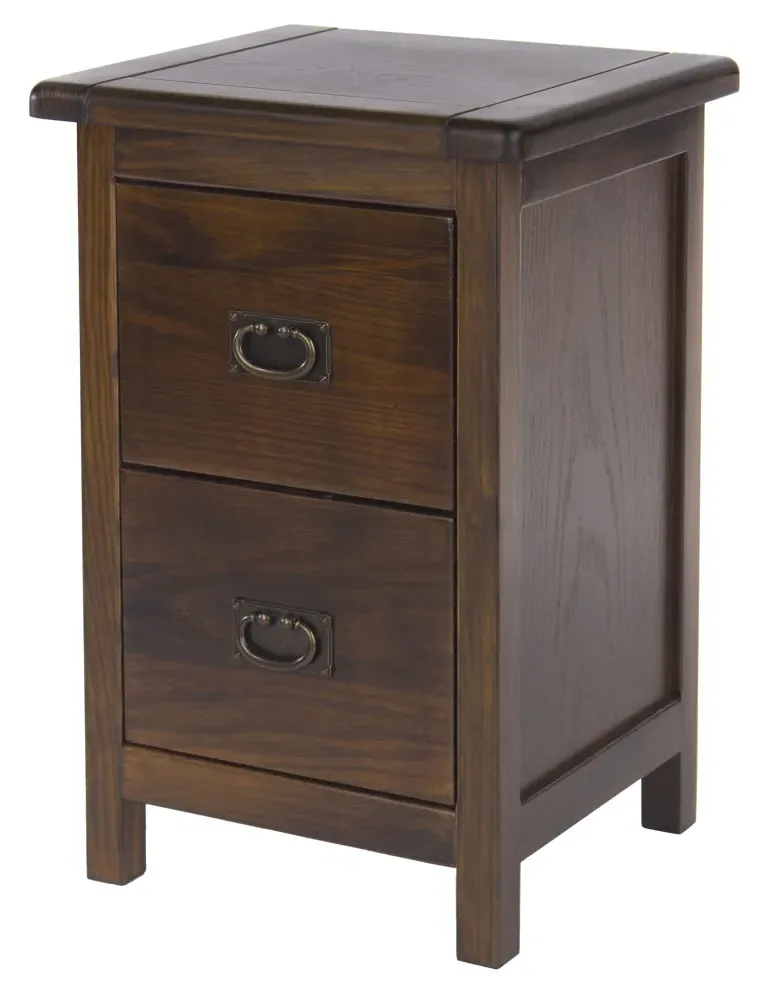 Bent 2 Drawer Petite Bedside Cabinet - Dark Wood