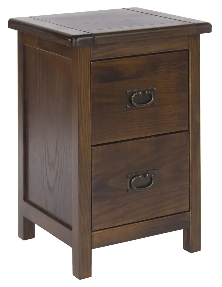 Bent 2 Drawer Petite Bedside Cabinet - Dark Wood