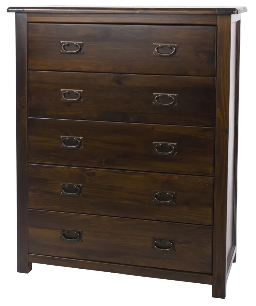 Bent 5 Drawer Chest - Dark Wood