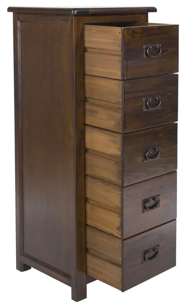 Bent 5 Drawer Tall Chest - Dark Wood