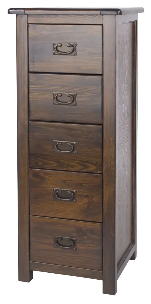 Bent 5 Drawer Tall Chest - Dark Wood