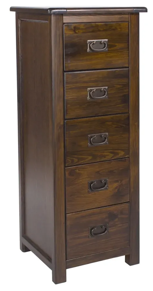 Bent 5 Drawer Tall Chest - Dark Wood
