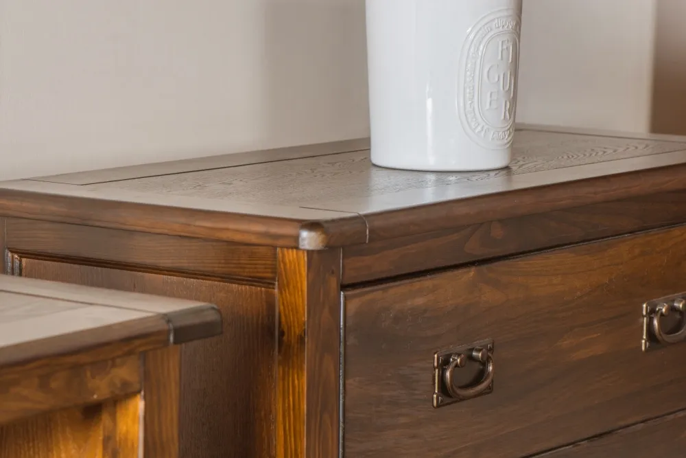 Bent 6 Drawer Wide Chest - Dark Wood