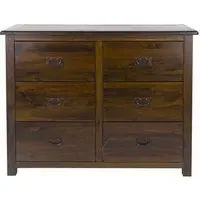 Bent 6 Drawer Wide Chest - Dark Wood