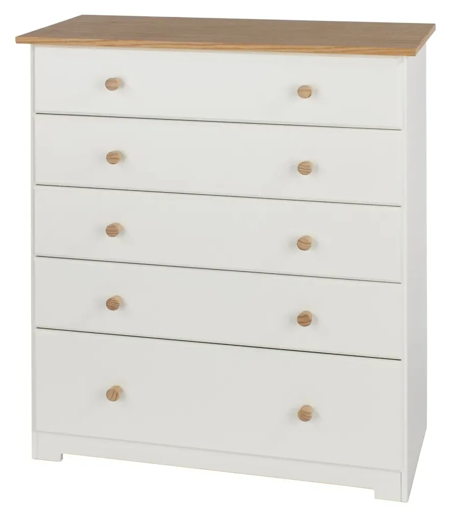 Chase 5 Drawer Chest - White