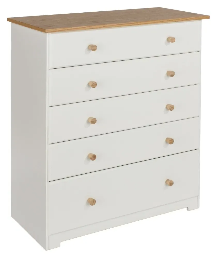 Chase 5 Drawer Chest - White