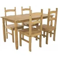 Corona 150cm Dining Set for 4 - Antique Waxed Pine