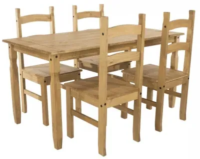 Corona 150cm Dining Set for 4 - Antique Waxed Pine image