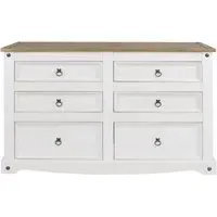 Corona 6 Drawer Wide Chest - White, Mexican Pine