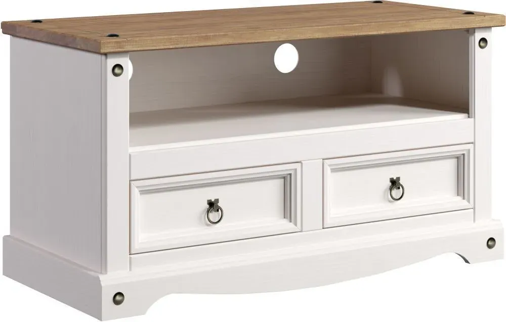 Corona 95cm TV Unit - White, Pine