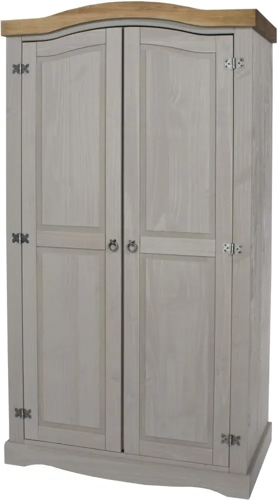 Corona Mexican 2 Door Wardrobe - Grey, Pine