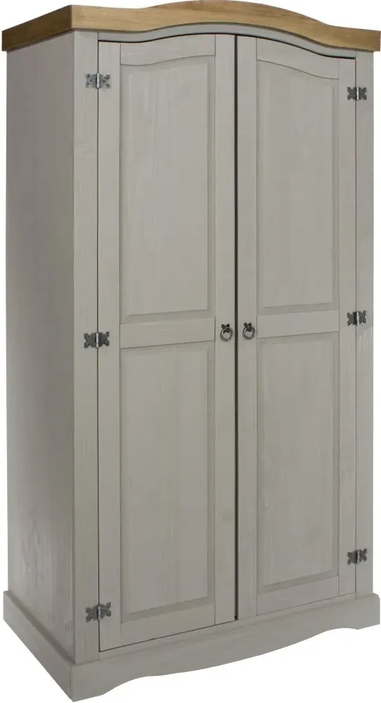 Corona Mexican 2 Door Wardrobe - Grey, Pine