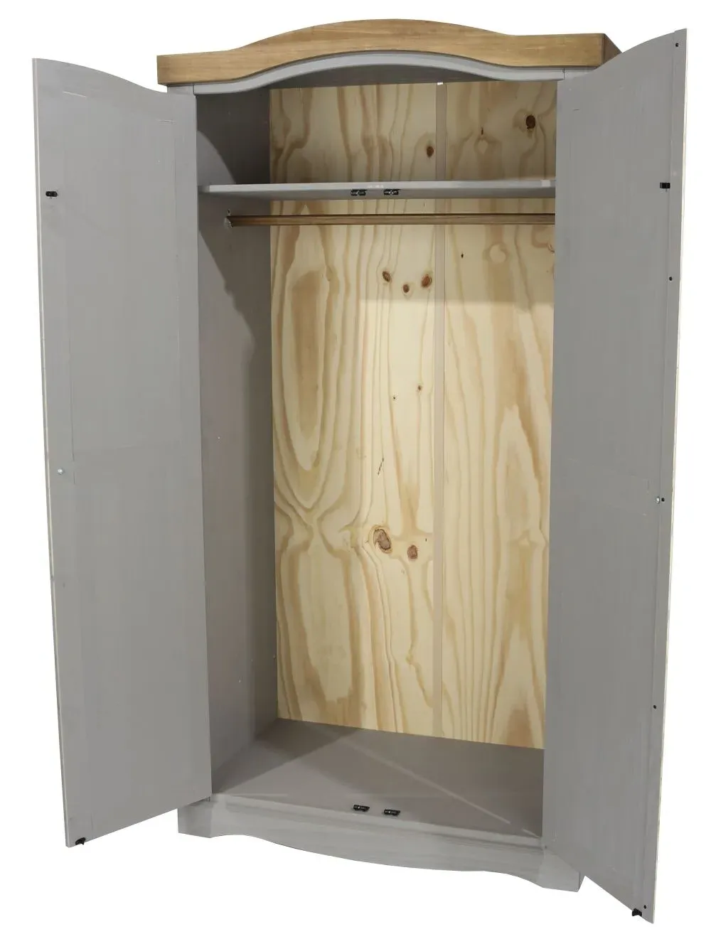 Corona Mexican 2 Door Wardrobe - Grey, Pine
